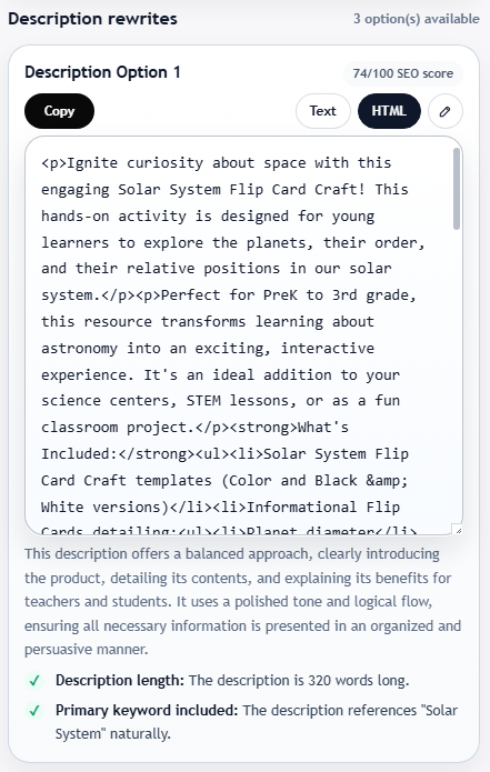 Switch to HTML when needed